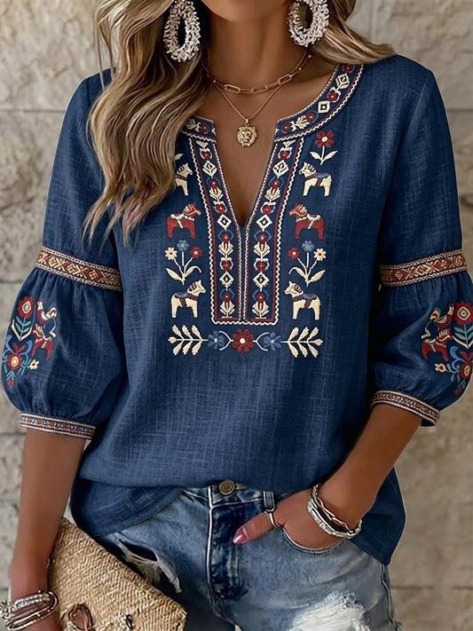 Damski top z kwiatowym dekoltem w szpic w stylu vintage
