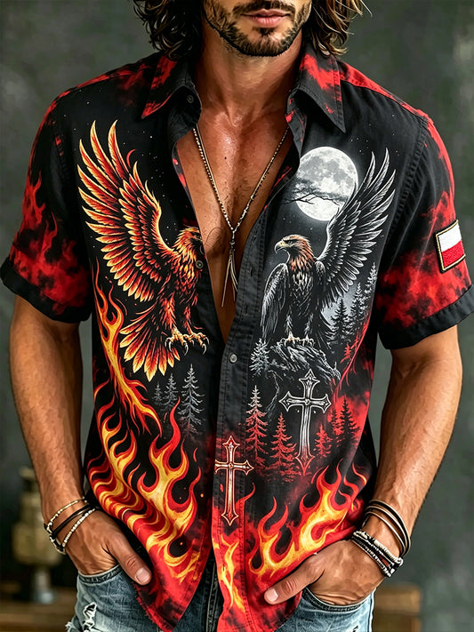 Męska koszula z krótkim rękawem z nadrukiem w stylu gotyckim