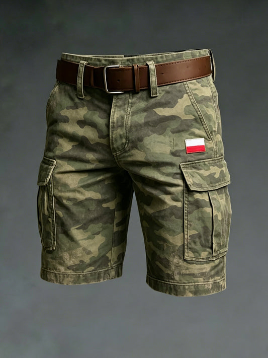 Męskie casualowe szorty cargo w stylu zniszczonym z nadrukiem kamuflażowym