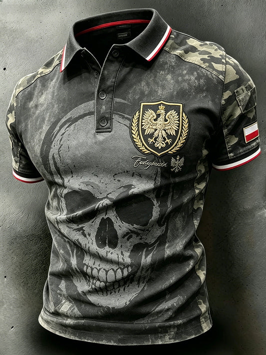 Męski koszulka polo z krótkim rękawem w stylu distressed z nadrukiem moro