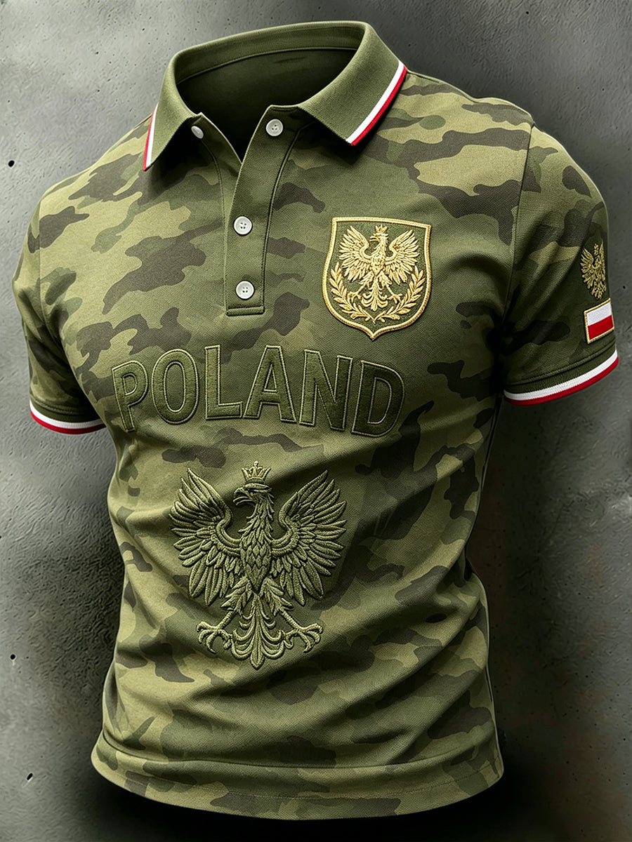 Męska koszulka polo z krótkim rękawem w kamuflażu
