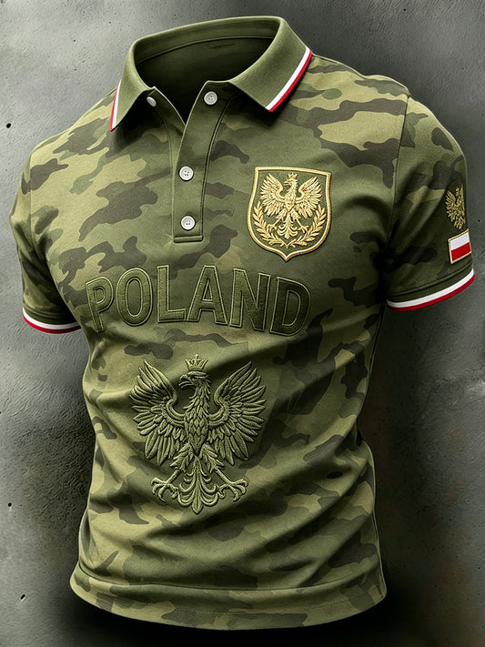 Męska koszulka polo z krótkim rękawem w kamuflażu