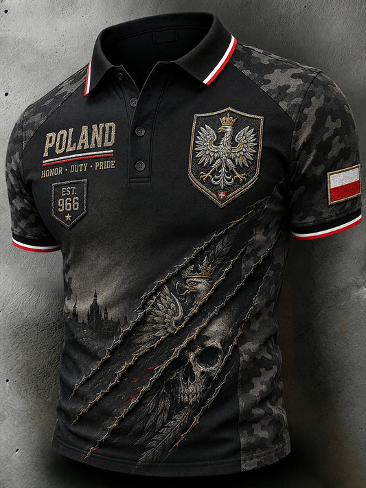 Męska koszulka polo z krótkim rękawem w kamuflażu retro