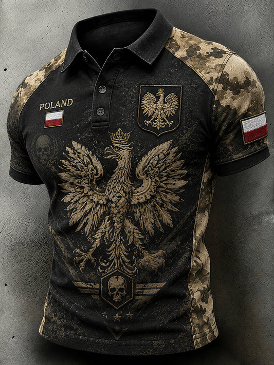 Męska koszulka polo z krótkim rękawem w kamuflażu retro