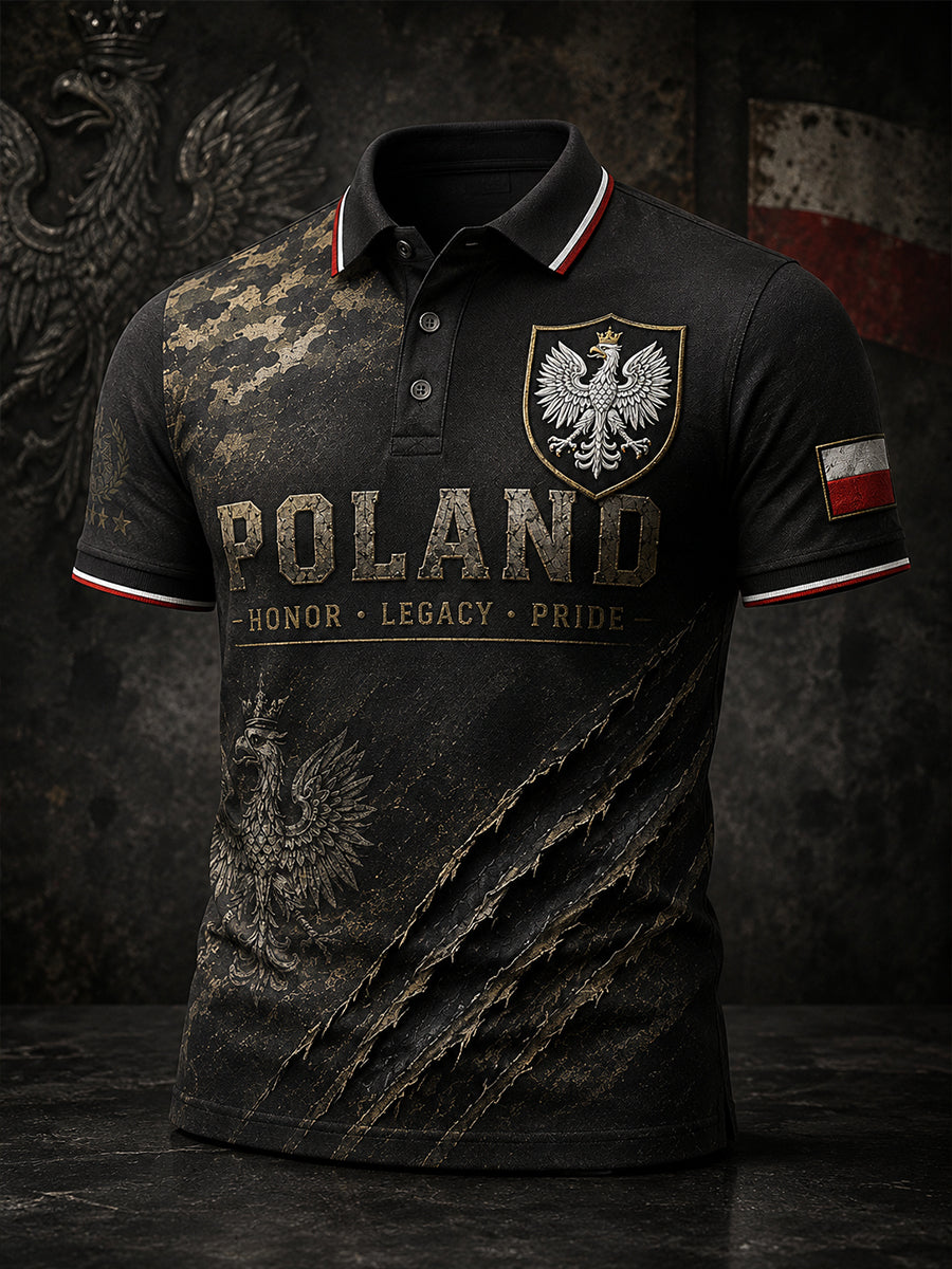 Męska koszulka polo z krótkim rękawem w kamuflażu Eagle Print