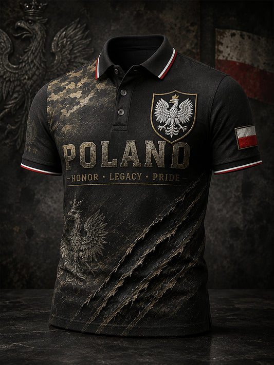 Męska koszulka polo z krótkim rękawem w kamuflażu Eagle Print