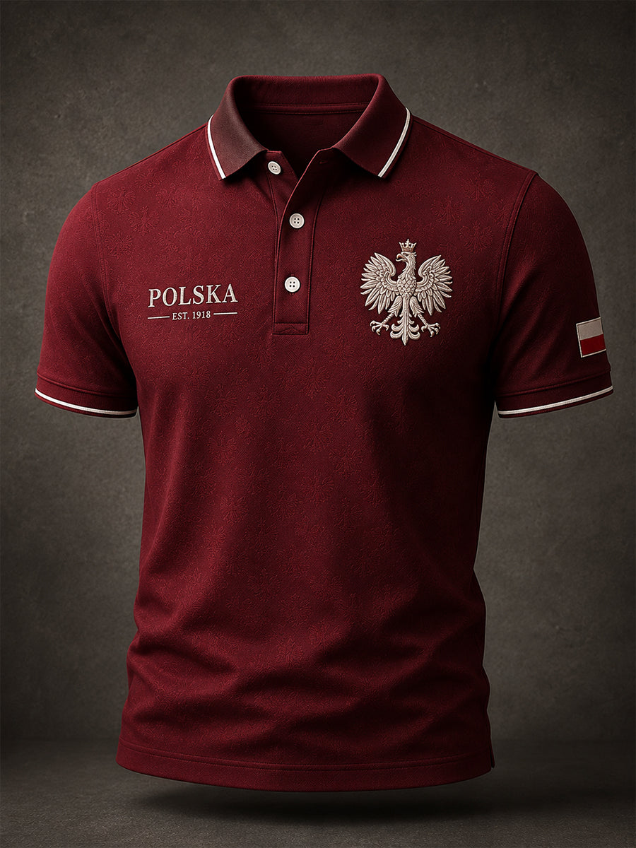 Męska biznesowa koszulka polo z nadrukiem Eagle