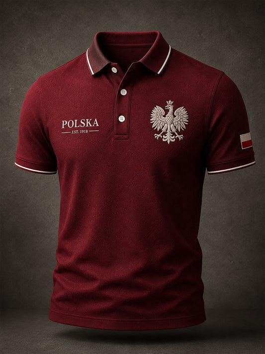 Męska biznesowa koszulka polo z nadrukiem Eagle
