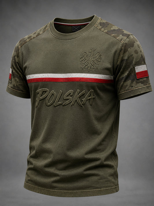 Męski koszulka w stylu retro z polskim motywem artystycznym na co dzień