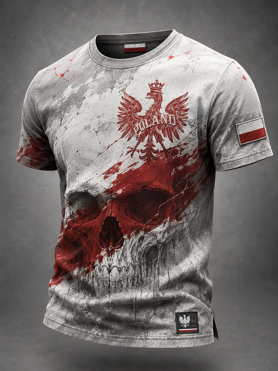 Męski koszulka w stylu retro z polskim motywem artystycznym na co dzień