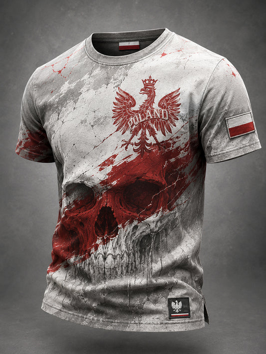 Męski koszulka w stylu retro z polskim motywem artystycznym na co dzień