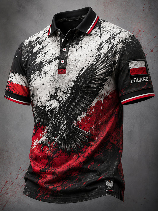 Męski koszulka polo w stylu retro z polskim motywem artystycznym
