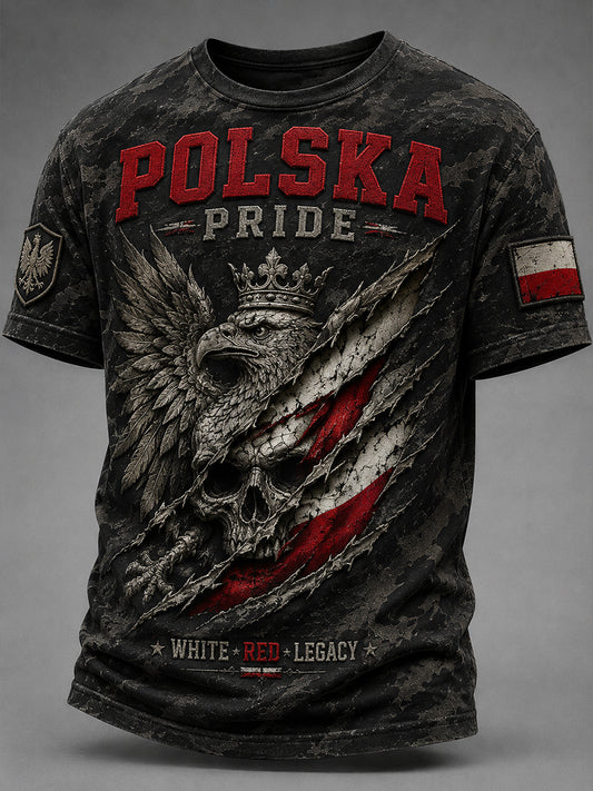 Męski koszulka w stylu retro z polskim motywem artystycznym na co dzień