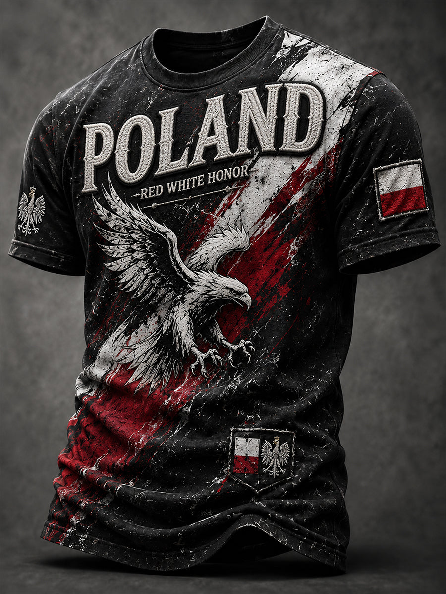 Męski koszulka w stylu retro z polskim motywem artystycznym na co dzień