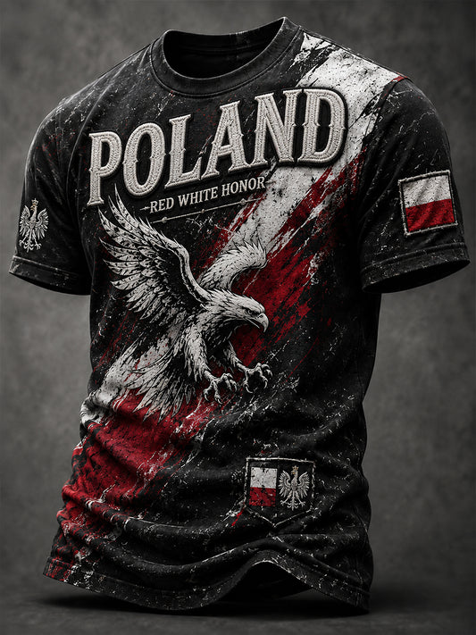 Męski koszulka w stylu retro z polskim motywem artystycznym na co dzień