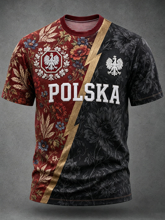Męski t-shirt z krótkim rękawem z Polską