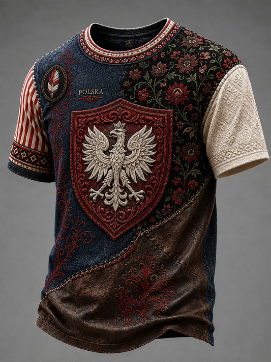 Męski t-shirt z krótkim rękawem z Polską