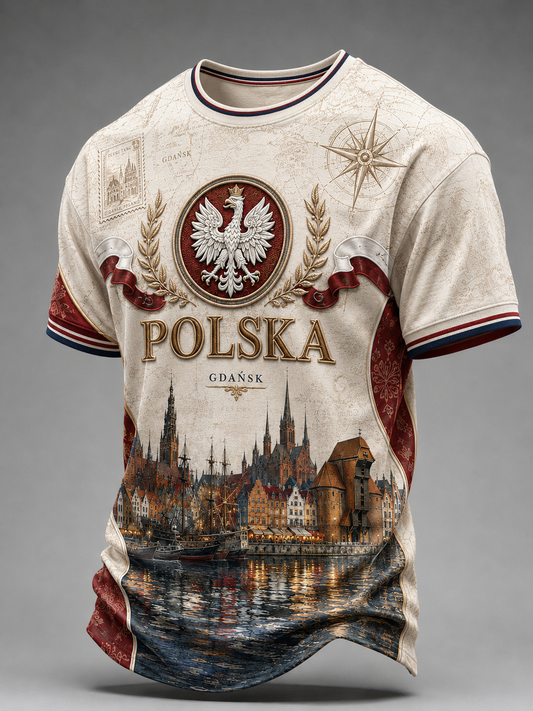 Męski t-shirt z krótkim rękawem z Polską