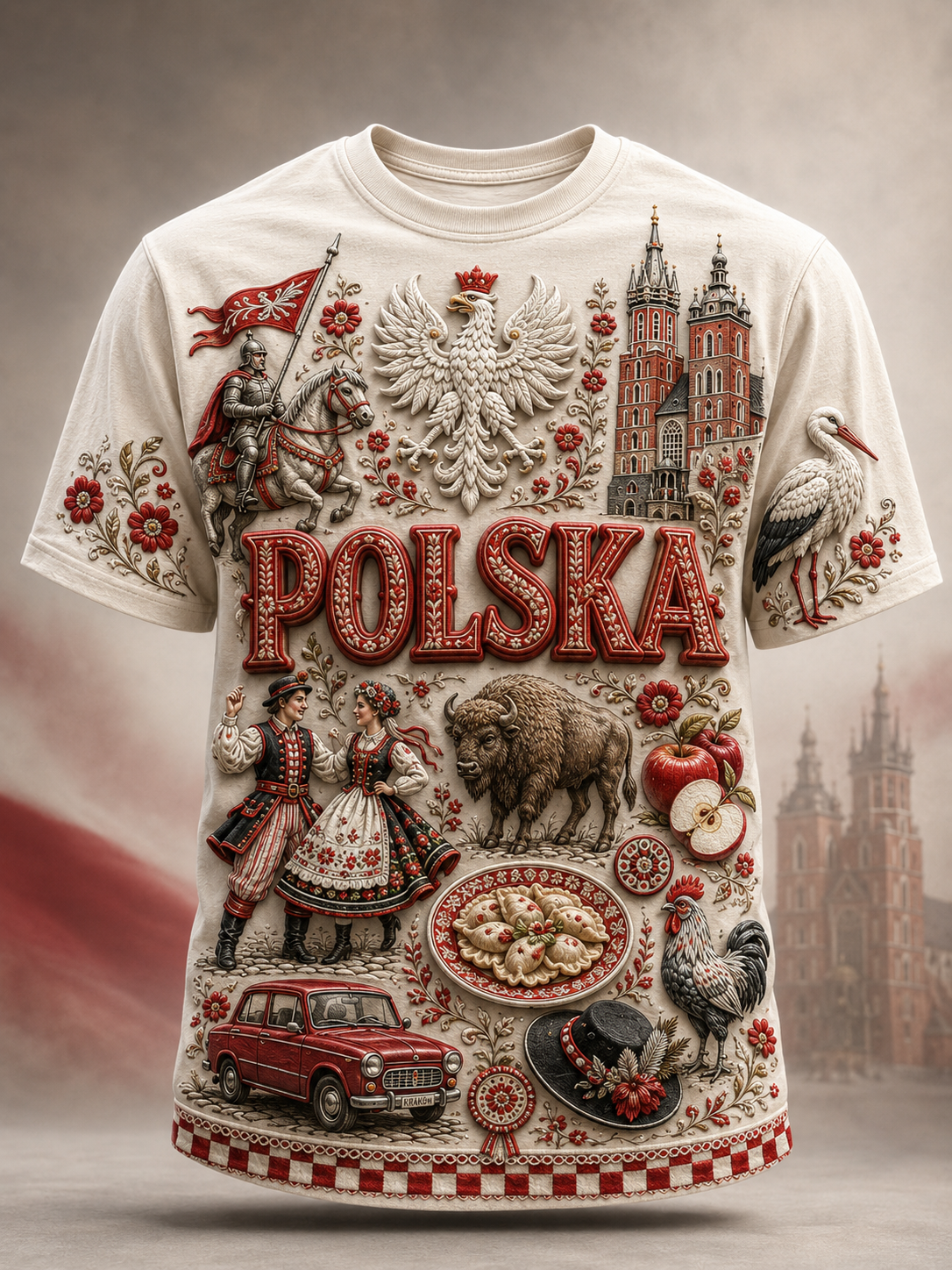 Męski t-shirt z krótkim rękawem z Polską