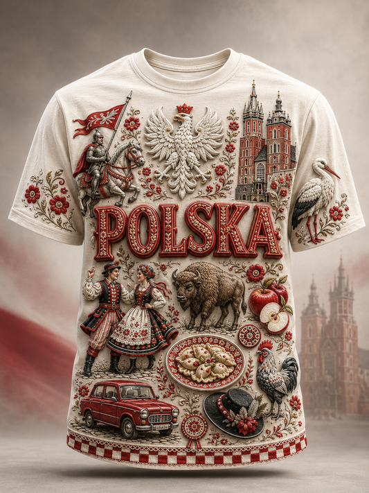 Męski t-shirt z krótkim rękawem z Polską