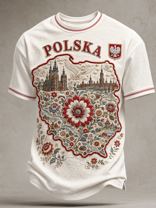 Męski t-shirt z krótkim rękawem z Polską