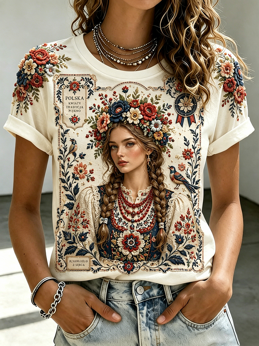 Damski t-shirt z krótkim rękawem z Polską