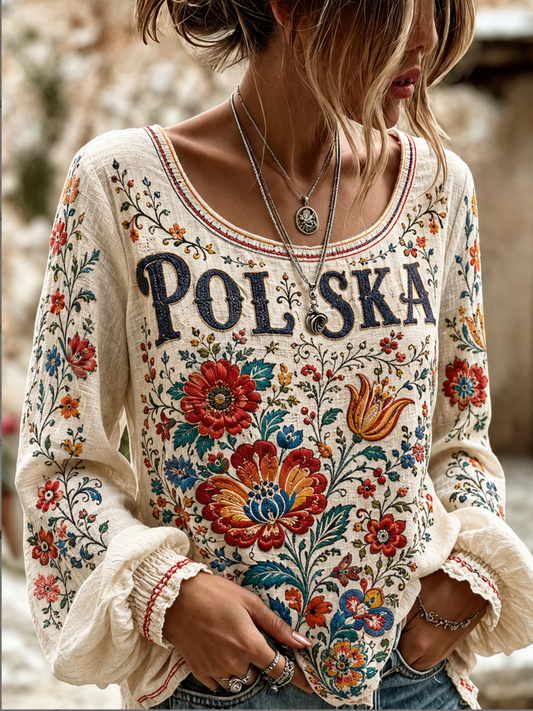 Damska koszula polska z bawełny i lnu