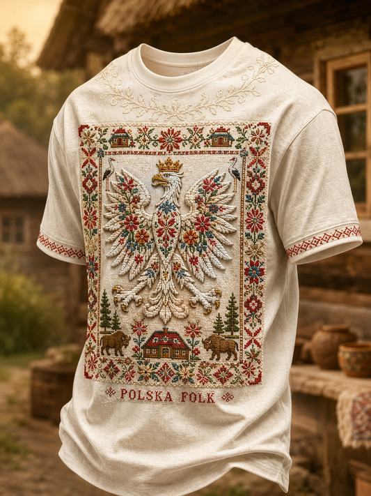 Męski t-shirt z krótkim rękawem z Polską