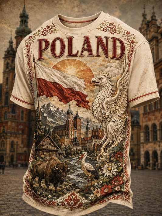 Męski t-shirt z krótkim rękawem z Polską