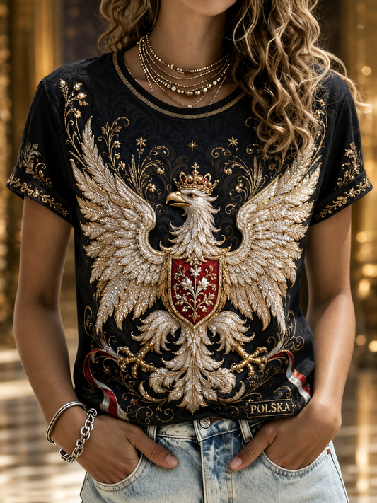 Damski t-shirt z krótkim rękawem z Polską