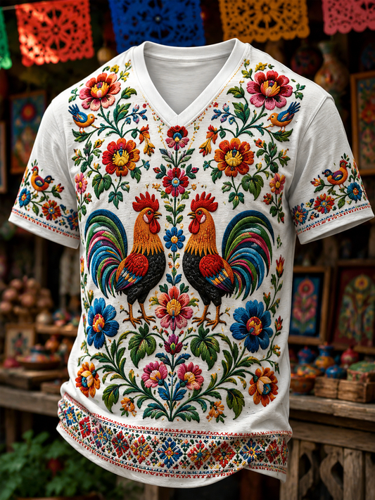 Męskie kwiaty Polski T-Shirt z dekoltem w szpic