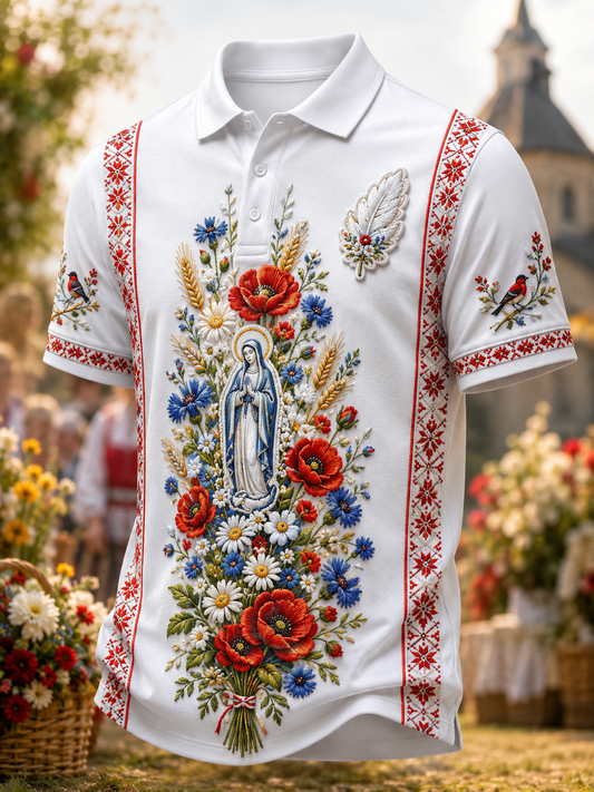 Męska polska koszula z krótkim rękawem Wniebowzięcie Maryi