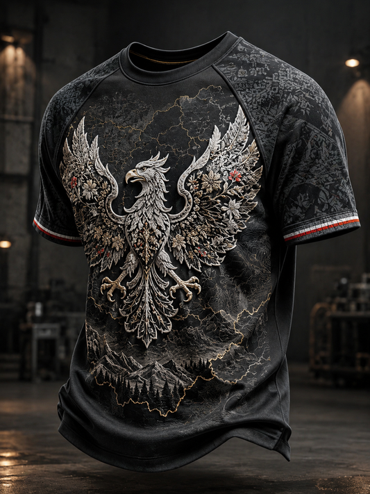 Męska mapa polskiego kwiatu z krótkim rękawem T-Shirt