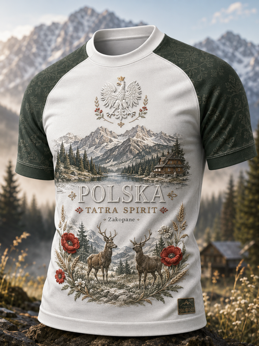 Męski t-shirt z krótkim rękawem z Polską