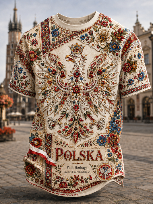 Męski t-shirt z krótkim rękawem z Polską