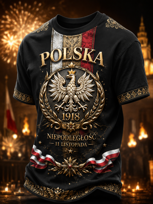 Męski T-shirt z krótkim rękawem z okazji Dnia Niepodległości Polski