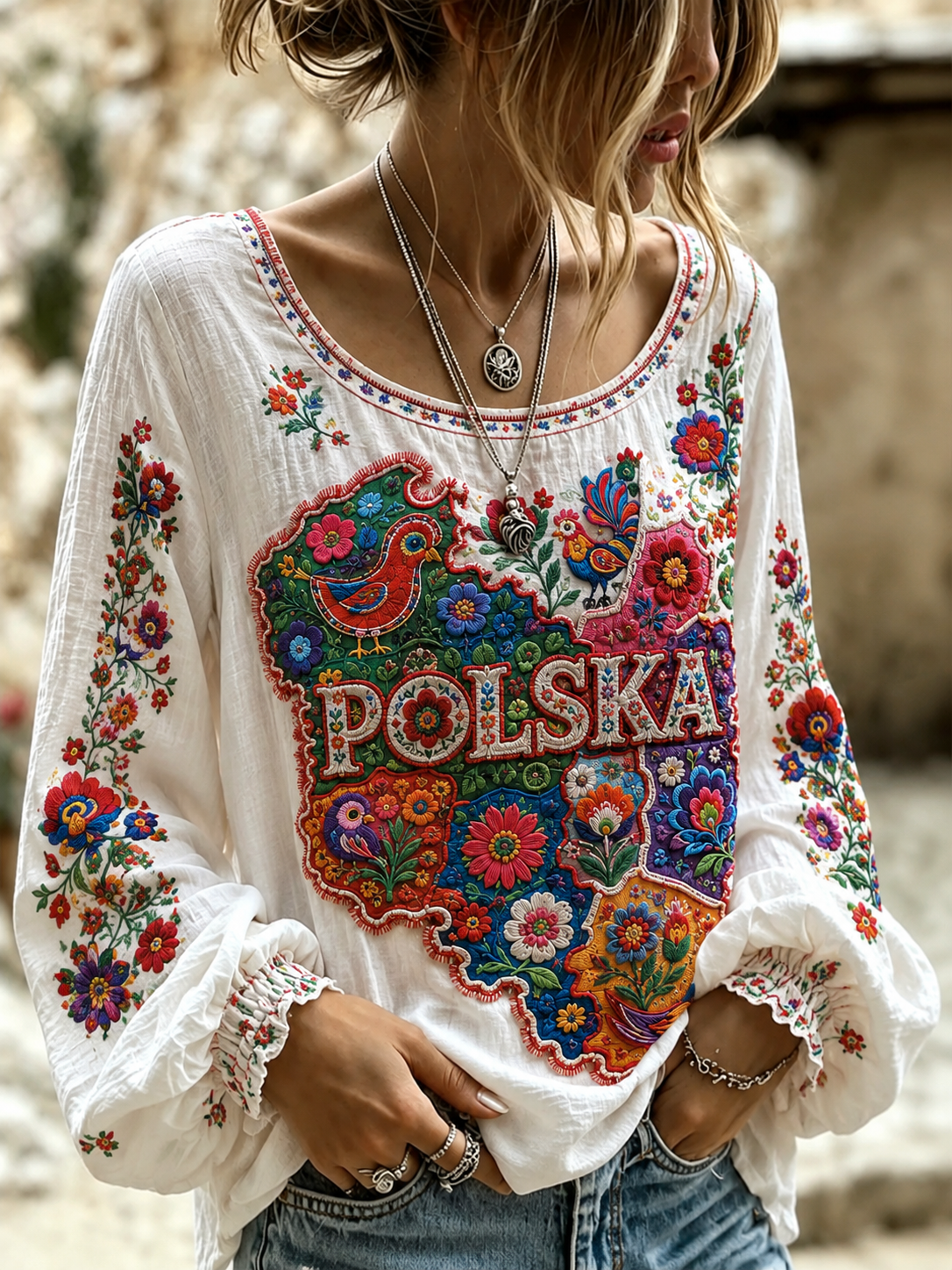 Koszula bawełniana-lniana Polska damska