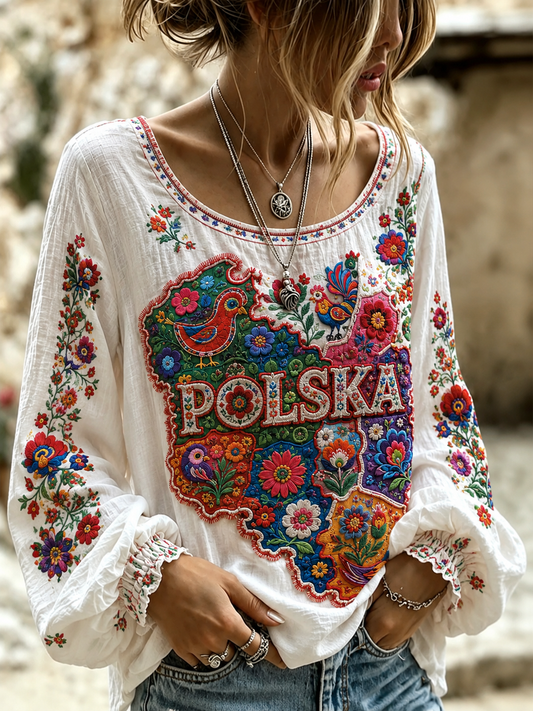 Koszula bawełniana-lniana Polska damska
