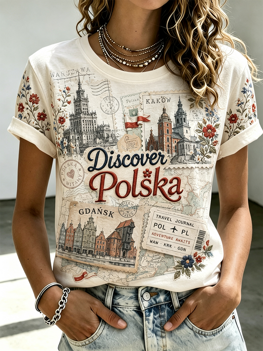 Damski t-shirt z krótkim rękawem z Polską