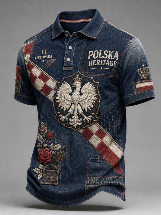 Męska koszula z krótkim rękawem na Dzień Niepodległości Polski