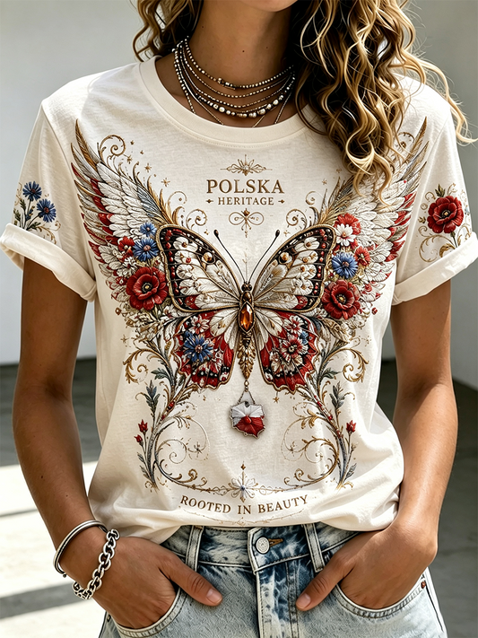 Damski t-shirt z krótkim rękawem z Polską