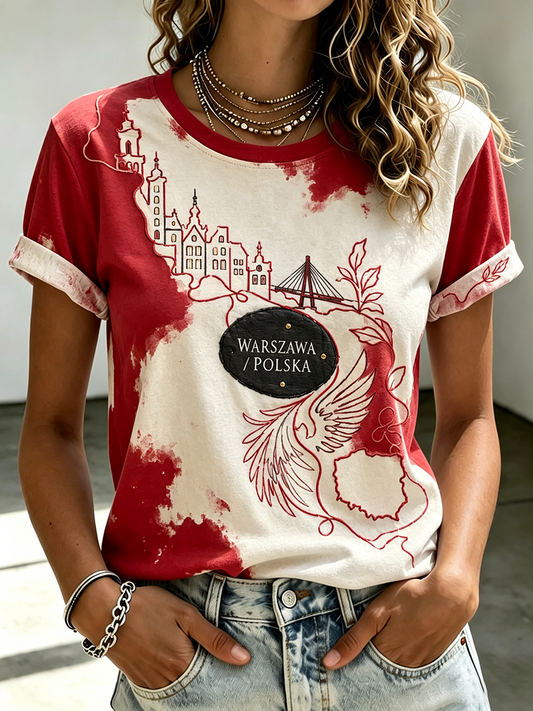 Damski t-shirt z krótkim rękawem z Polską