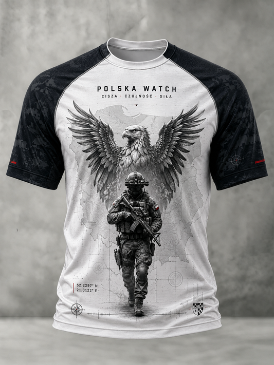 Męski t-shirt wojskowy polskich sił zbrojnych z krótkim rękawem