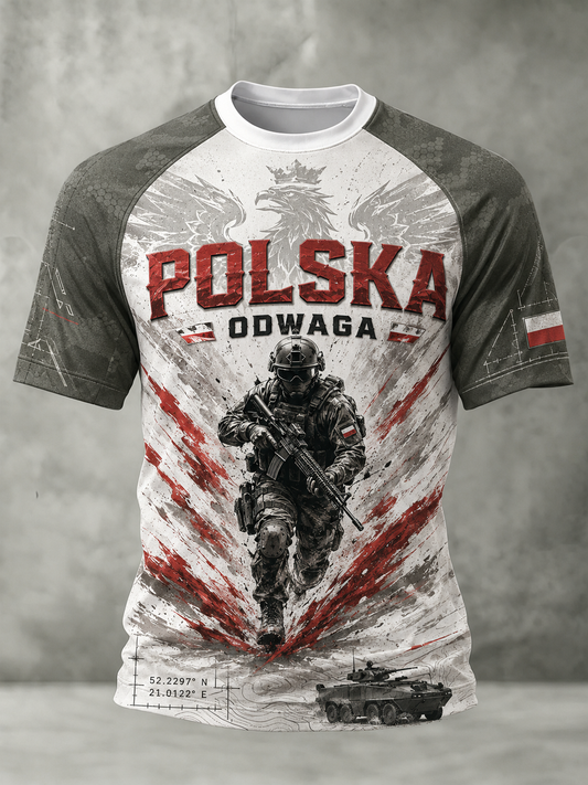 Męski t-shirt wojskowy polskich sił zbrojnych z krótkim rękawem