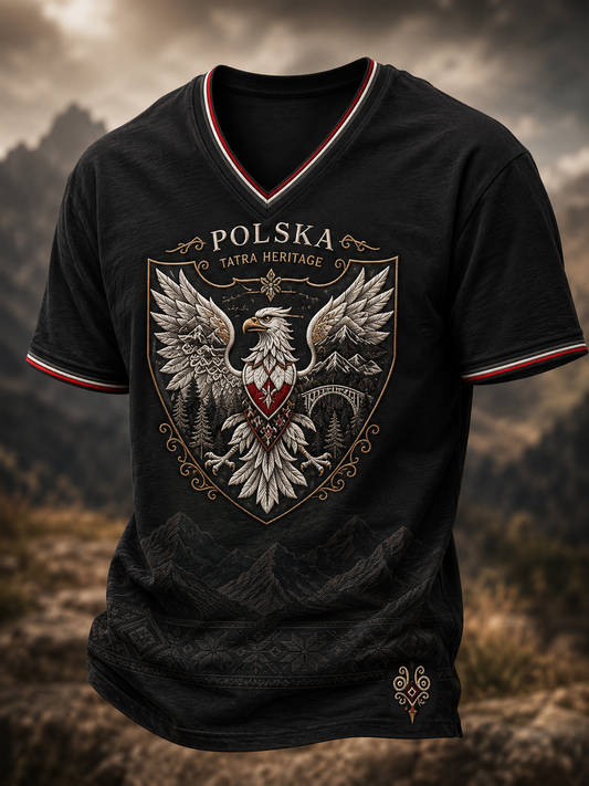 Męska koszulka z dekoltem w szpic
