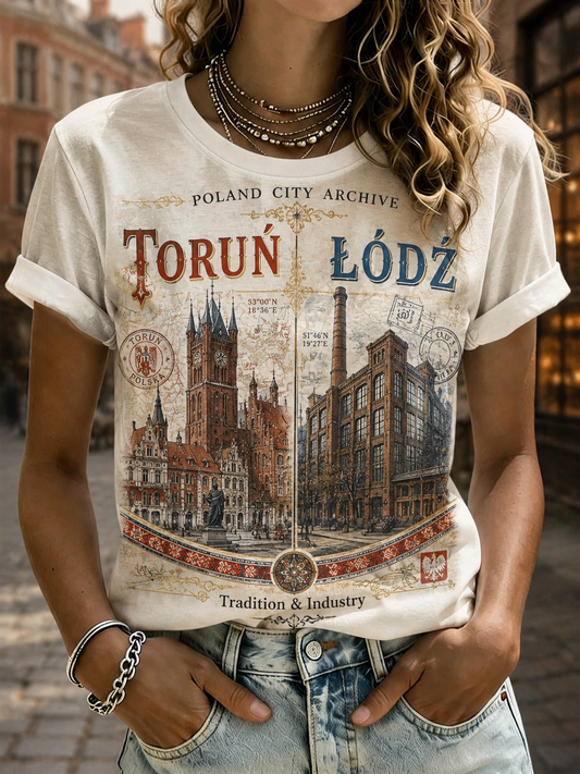 Damski t-shirt z krótkim rękawem z Polską