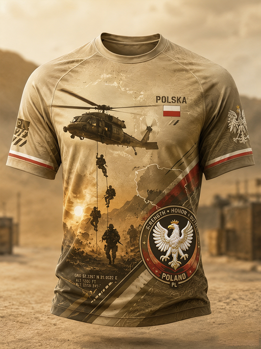 Męski t-shirt wojskowy polskich sił zbrojnych z krótkim rękawem