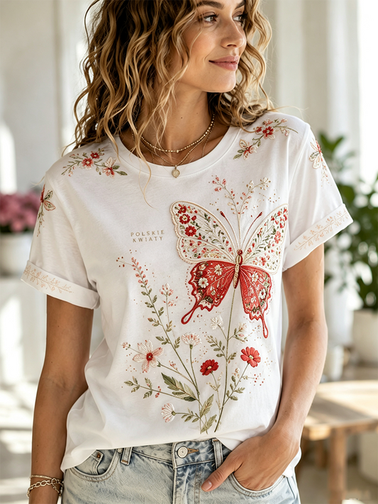 Damski t-shirt z krótkim rękawem z Polską