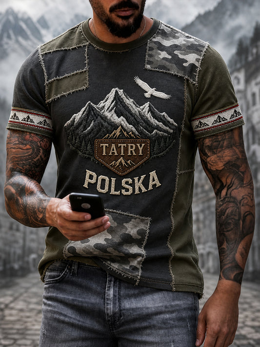 Męski koszulka na co dzień z wiktoriańskim polskim nadrukiem artystycznym