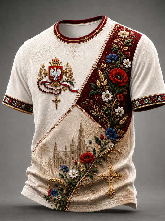 Męski t-shirt z krótkim rękawem z Polską